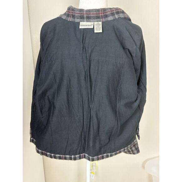 Fashion Bug Jacket Womens Size M Gray Wool Windowpane Plaid‎ Y2K Clueless Preppy - Picture 12 of 16